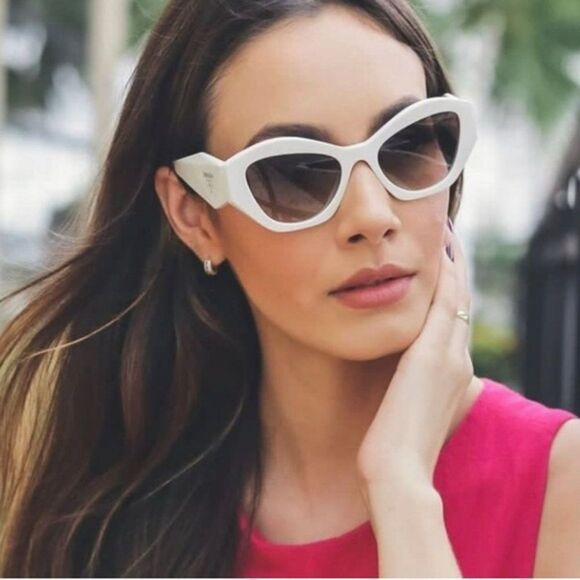 NEW Prada PR07YS 142130 White Grey Gradient Cat Eye Women Sunglasses - Picture 5 of 13